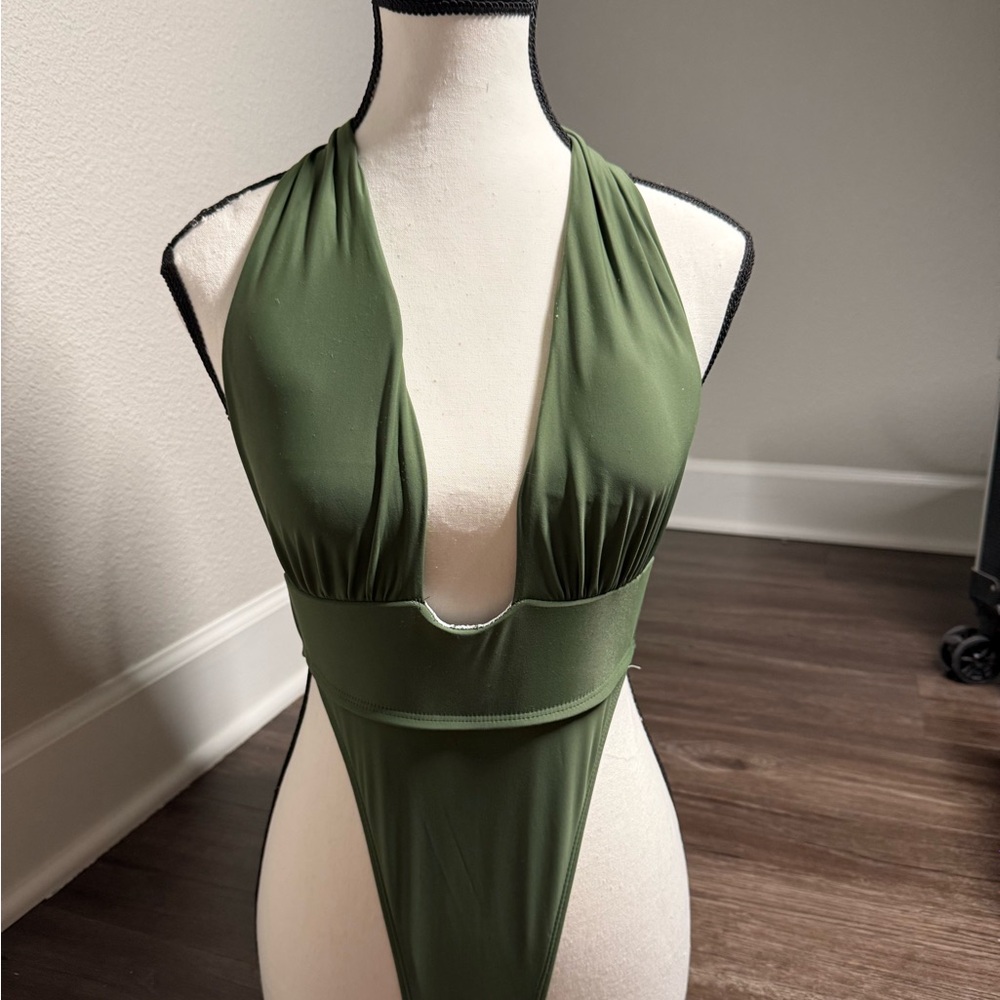 Green Halter One-Piece Swimsuit